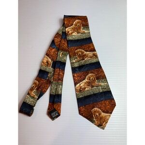 Bonnie Marris Endangered Species Golden Retriever 100% Silk Necktie‎